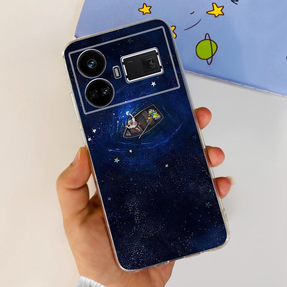 For Realme GT5 Case Clear Silicone Soft TPU Cover For OPPO Realme GT 5 RealmeGT5 Cases Flower Marble Jelly Bumper Coques
