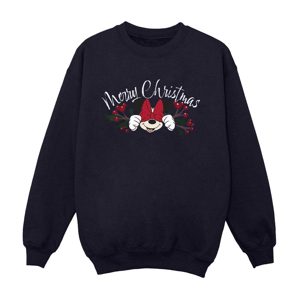 Disney Mens Minnie Mouse Christmas Holly Sweatshirt