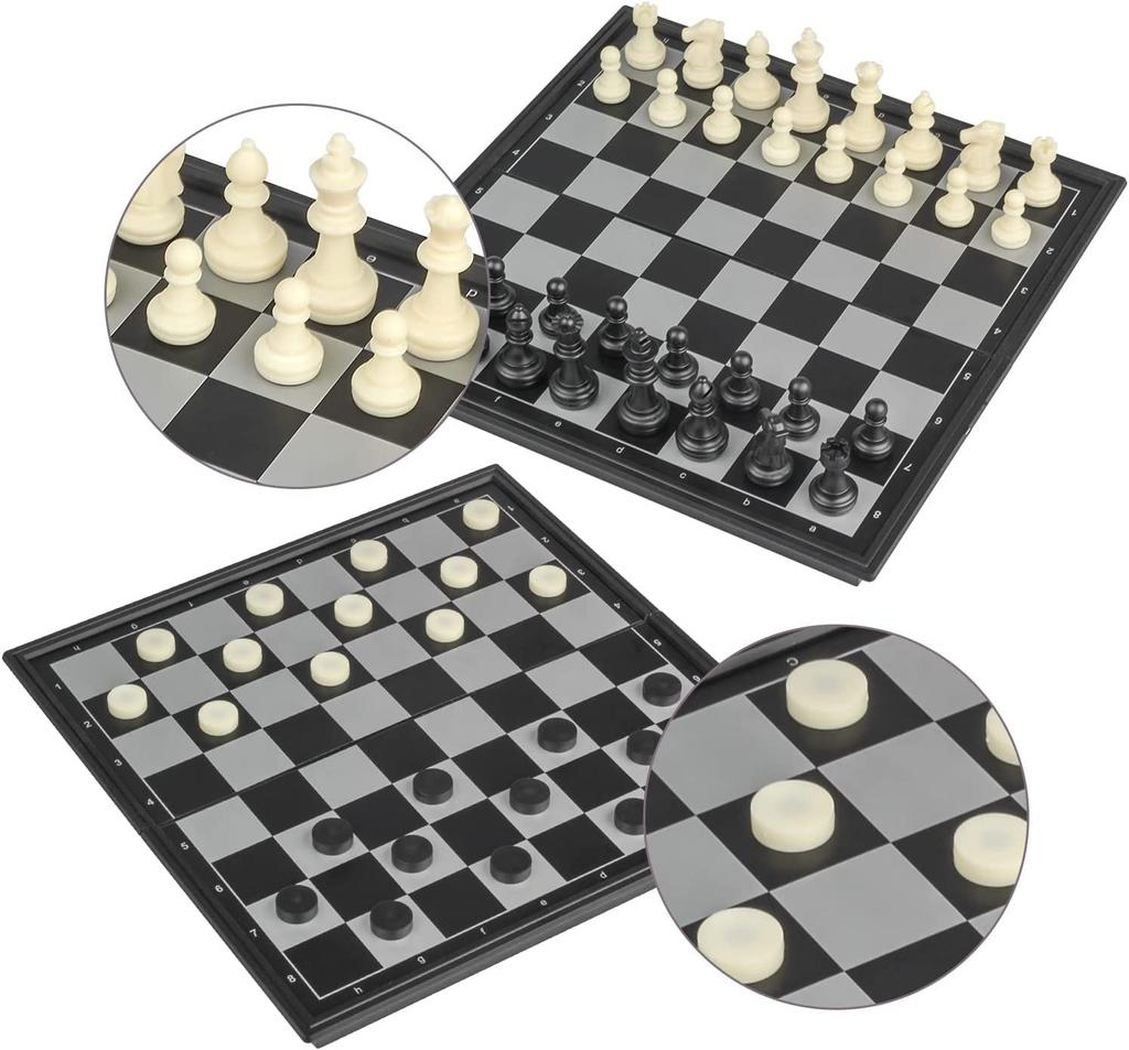 Andux Foldable Magnetic Chess Board Game Set Chess and Checkers 2512 2-In-1 CXYXQ-02 (M)