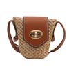 Woven Mini Straw Bucket Bag For Girls Pu Material Summer Accessory Messenger Bag