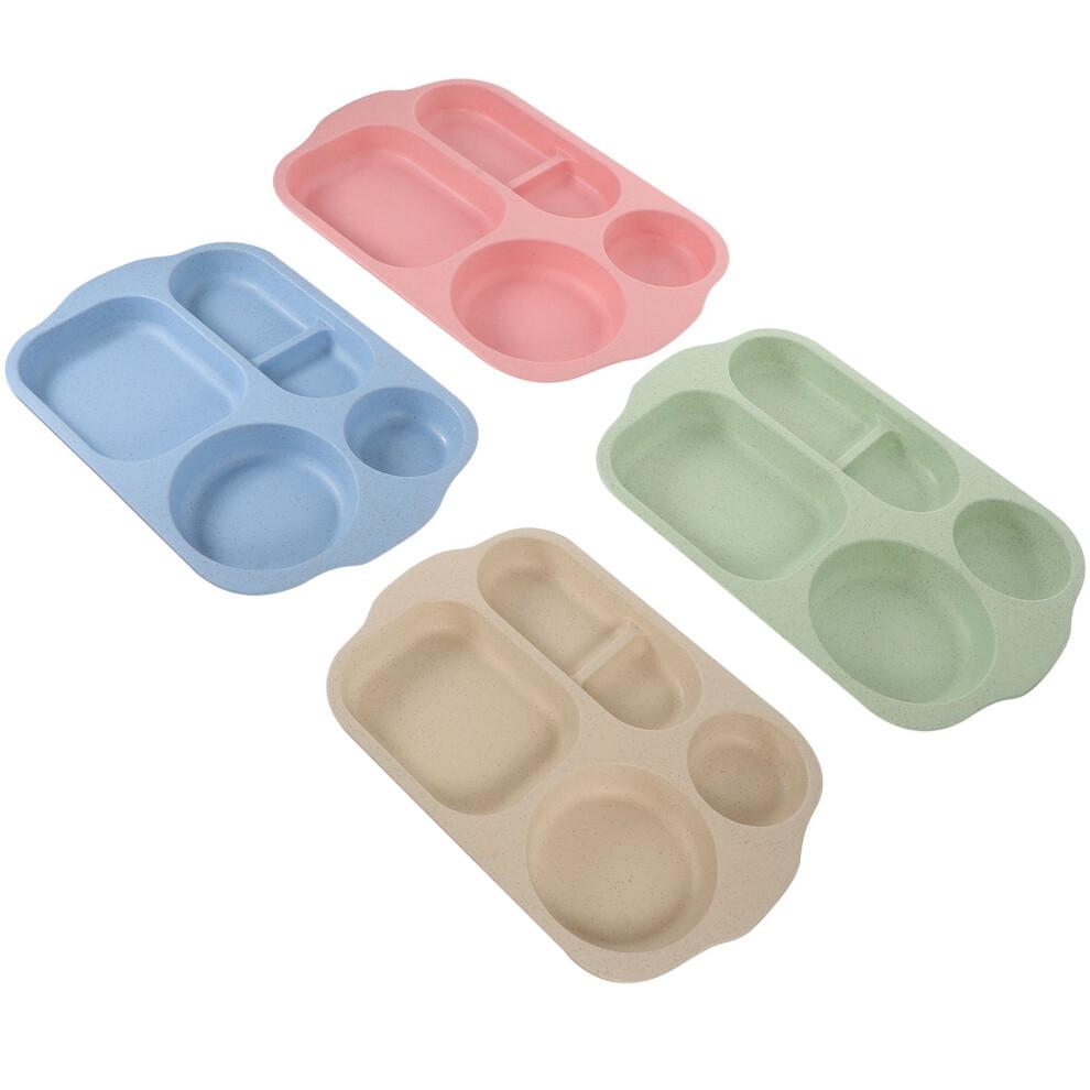 4 Pcs Dinner Plates Unbreakable Divided Kids Food Tray Child