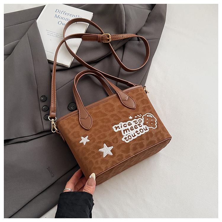 2025 Осень/Зима Ретро Леопардовый Принт Женская Универсальная Сумка-Ведро - Простая Повседневная Сумка Кроссбоди и На Плечо