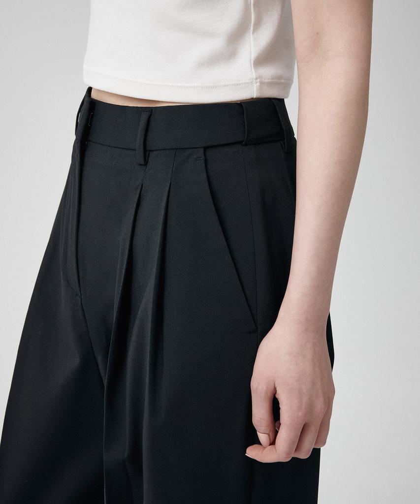 MUSINSA STANDARD WOMAN [Cooltandard] Women'S Semi-Balloon Hidden Banding Slacks [Black]