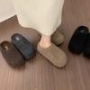 Внутреннее увеличение толстая подошва войлочная сумка головная половина тапочек верхняя одежда бархатные хлебные туфли теплые Birkenstock хлопковые туфли