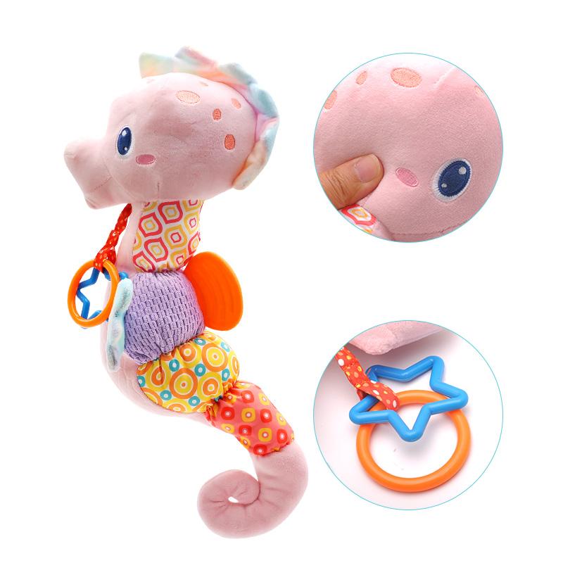 Baby Seahorse Musical Rattles Toys Infant Stuffed Animals Soft Toy with Bright Colors Crinkle Sound Paper Newborn Toys Gifts