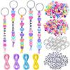 566 Pieces DIY Keychain Making Craft Kit, Adjustable Letter Heart Clear Beads Key Ring Supplies, Birthday Holiday Party Key Rings Small Gifts