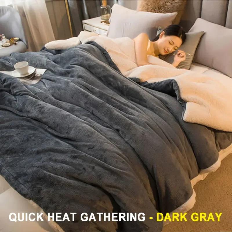 Шерстяное одеяло, сохраняющее тепло, зимнее покрывало для кровати, двухстороннее королевское пододеяльник, чехол для двуспальной кровати, покрывало на кровать