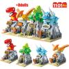 4 In 1 Jurassic World Dinosaurs Park Building Blocks Tyrannosaurus Rex Figures Bricks Triceratops Sets Toys For Children Gifts