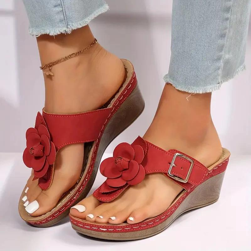 Fashion Women Slippers Summer Outdoor Anti-slip Sandals Wedge Flower Flip Flops Big Size Fashion Slippers Sexy Trend Shoes Slides Women