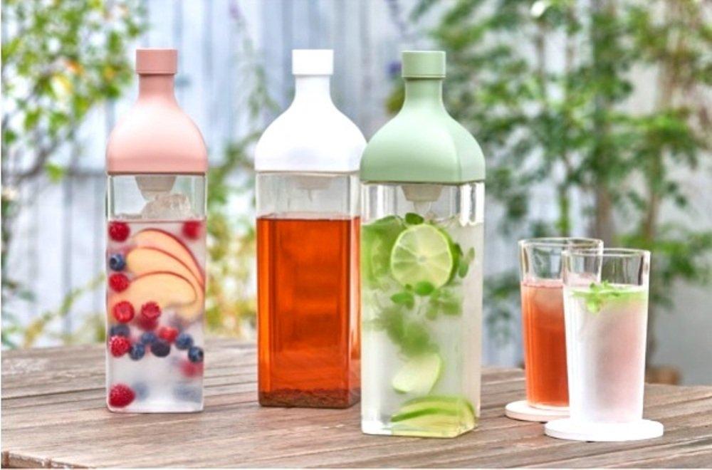 Бутылка HARIO Kirk Bottle 1200 мл дымчато-розовый смоляной вертикальный и горизонтальный кувшин с ситечком для чая, сделано в Японии KAB-120-SPR