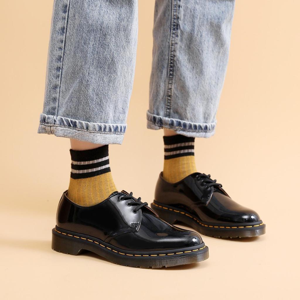 1461 Туфли унисекс из зеркальной лакированной кожи с низким верхом: Британский стиль, натуральная кожа, большой размер, круглый носок, повседневный дизайн для пар