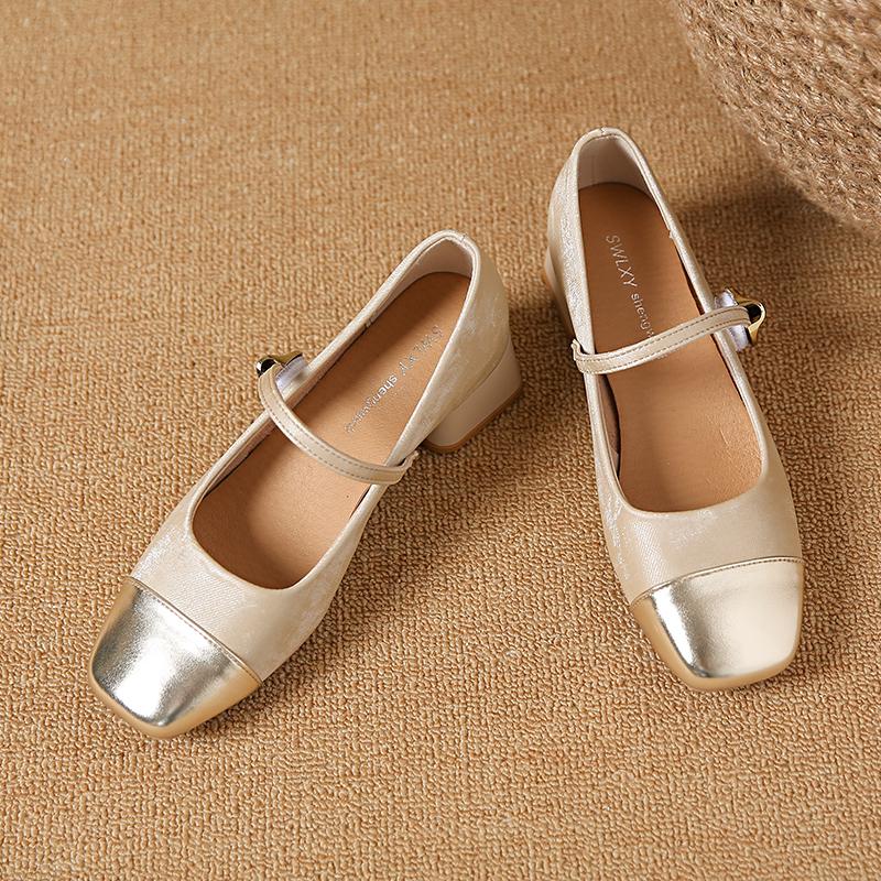 Fashion 2024 French Chunky Heels Women Spring Summer New Fashion Casual Mary Jane Shoes Ladies Sandals