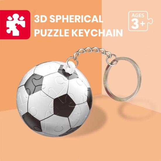 3D Puzzle Oil Painting Keychain Earth Football Basketball Ball Ball Spherical Puzzle Key Ring Backpack Handbag Decoration