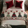 Hotel Bed Flag Christmas Home Party Decoration Bed Flags Cartoon Snowman Festive Atmosphere Jacquard Soft Bedding Table Runner