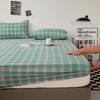 Pure Cotton Fitted Sheet With Anti Slip Elastic Band Plain Mattress Cover For Single Double Queen King Size Beds