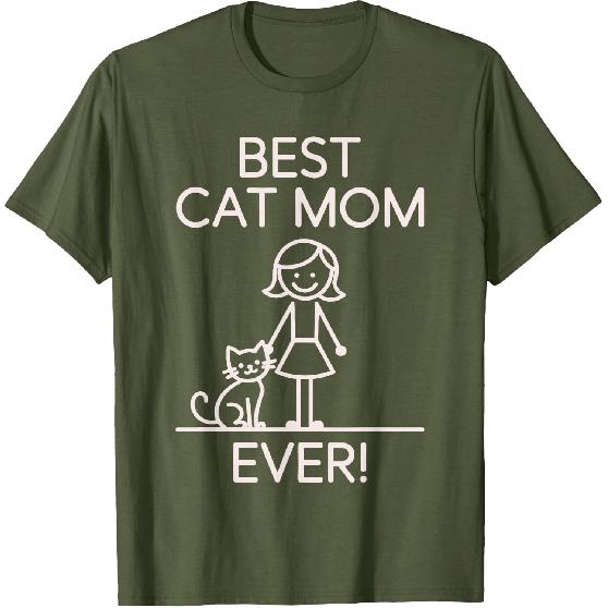 Best Cat Mom Ever Cute Minimalist Graphic T-Shirt