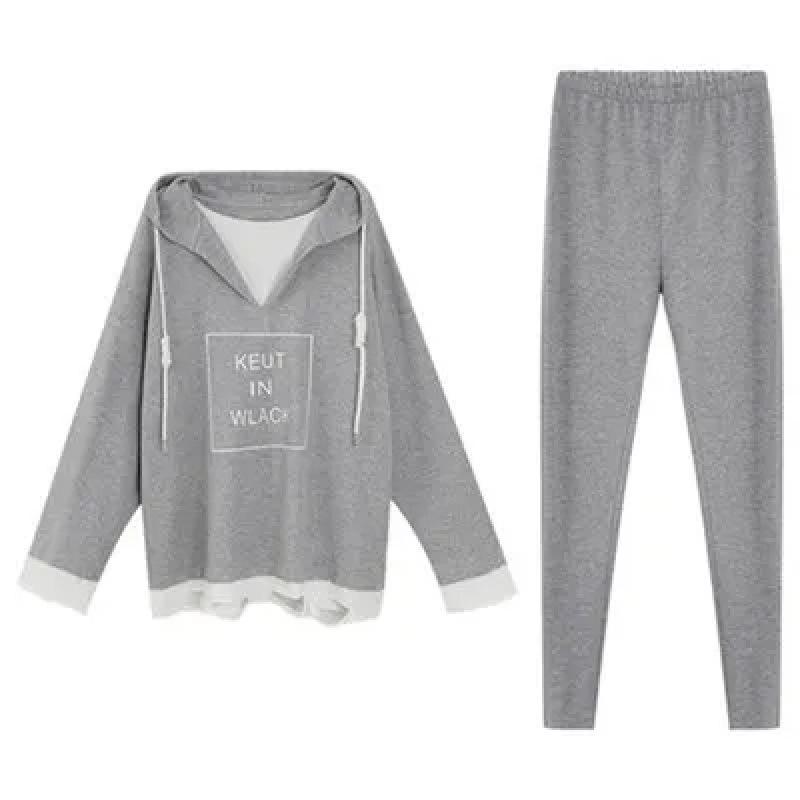 Женский осенний рваный худи с капюшоном и утягивающие леггинсы, комплект из двух предметов