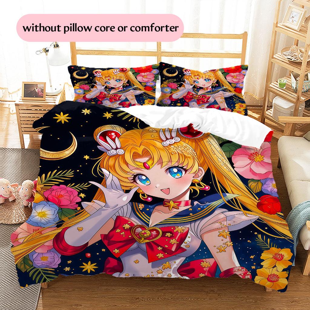 Sailor Moon2 Pattern Bedding Quilt Set Home Decoration Gift (1 * duvet cover + 2 * pillowcase without core)