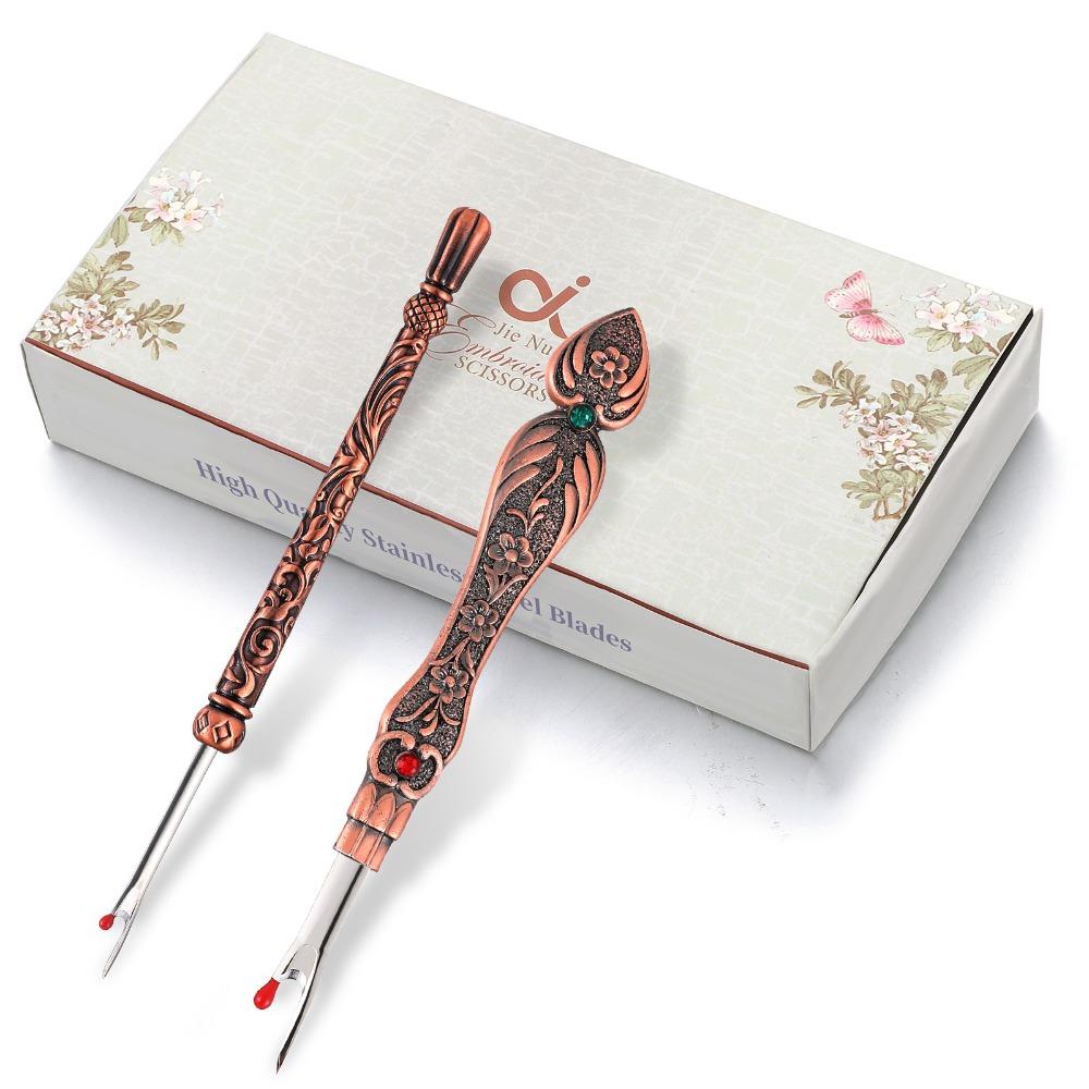 2 шт. Резная ручка Распарыватель швов Металлический нитеобрезатель Удобный инструмент для распарывания ниток Рукоделие