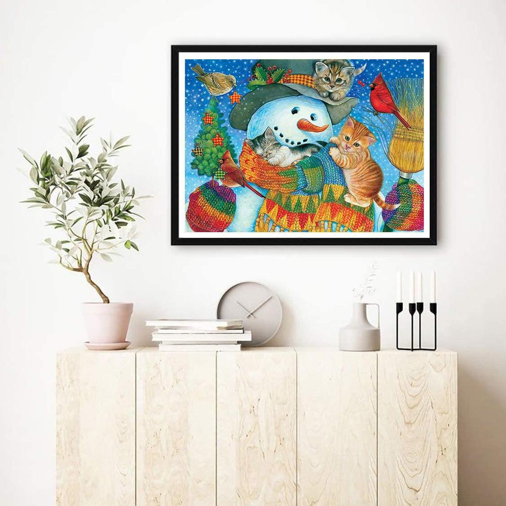 5D Diy Алмазная картина Снеговик с шарфом Набор для вышивки крестом Полная алмазная вышивка Мозаика Искусство Картина из стразов Декор Подарок