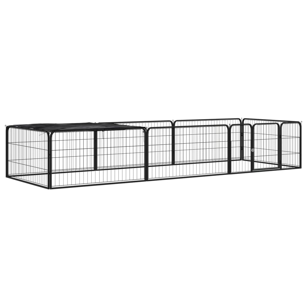 Vidaxl Kojec Dla Psa, 8 Panele, Czarny, 100X50 Cm, Stal