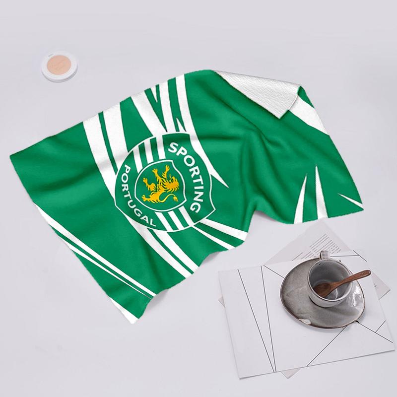 proof beach towel with Sporting CP logo pattern - soft,absorbent,quick-drying,machine washable - perfect for swimming,camping,bathing