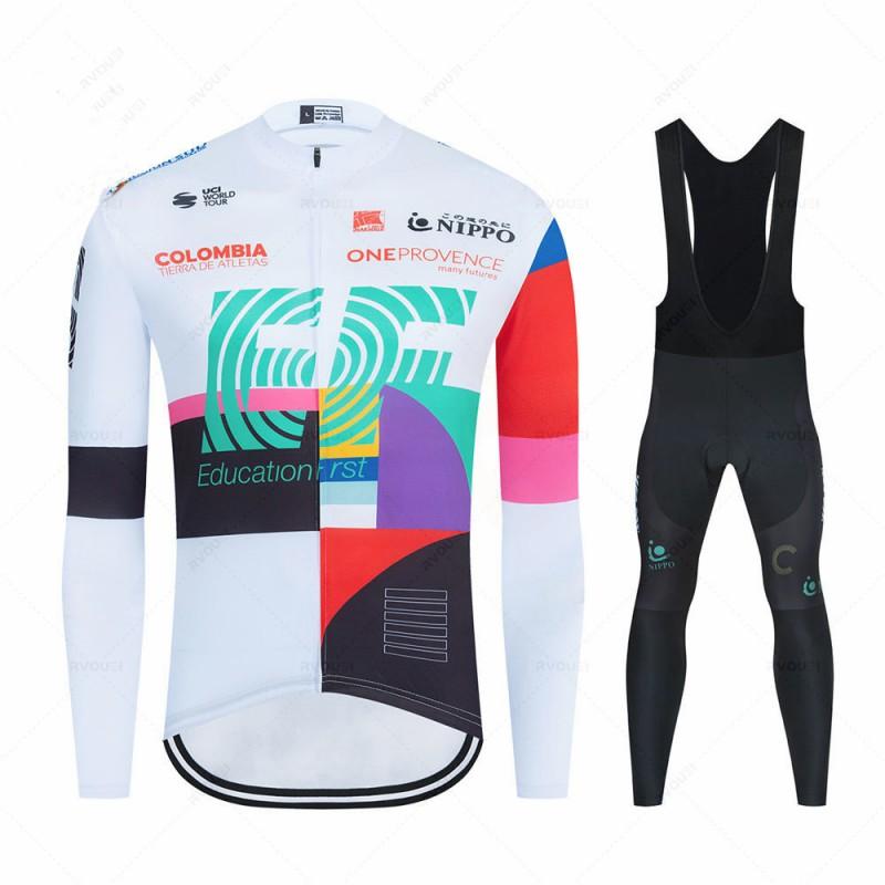 Men Women Cycling Jersey Set Long Sleeve Mountain Road Bike Outfit Breathable Quick Dry