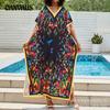 Plus Size Women's Printed Beach Bikini Sunblock Loose Holiday Swimsuit with Cover Up