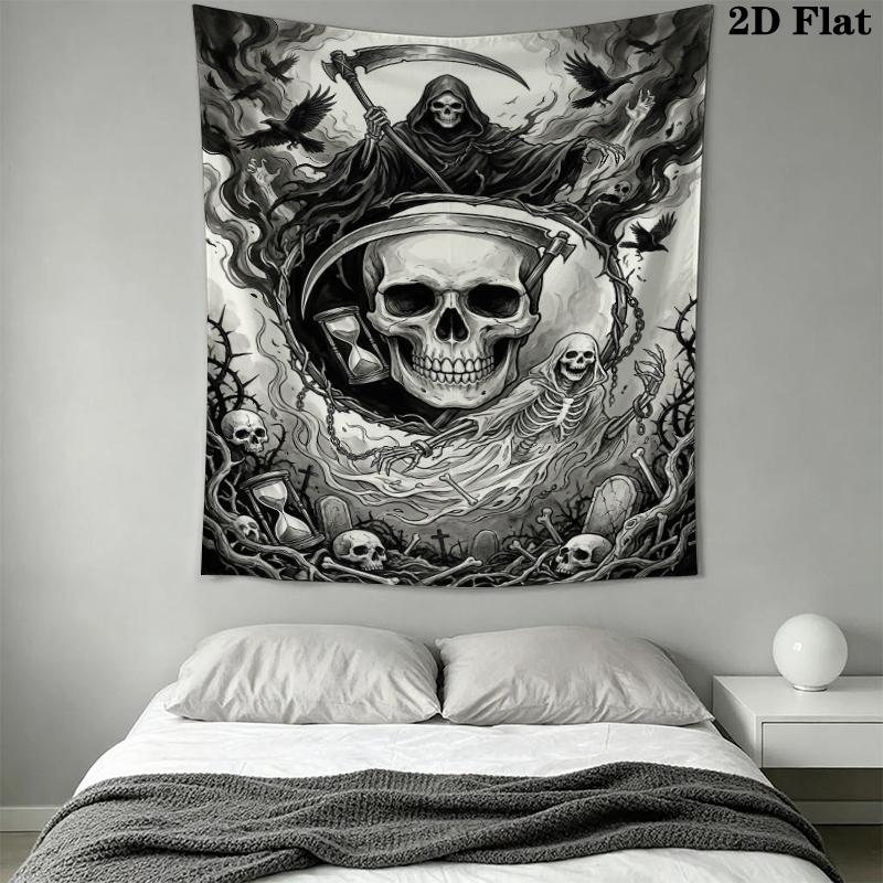 Death Wall Tapestry Aesthetic Wall Hanging Printed Fabric Blanket Decorative Tapestries for Bedroom Living Room Home Decor