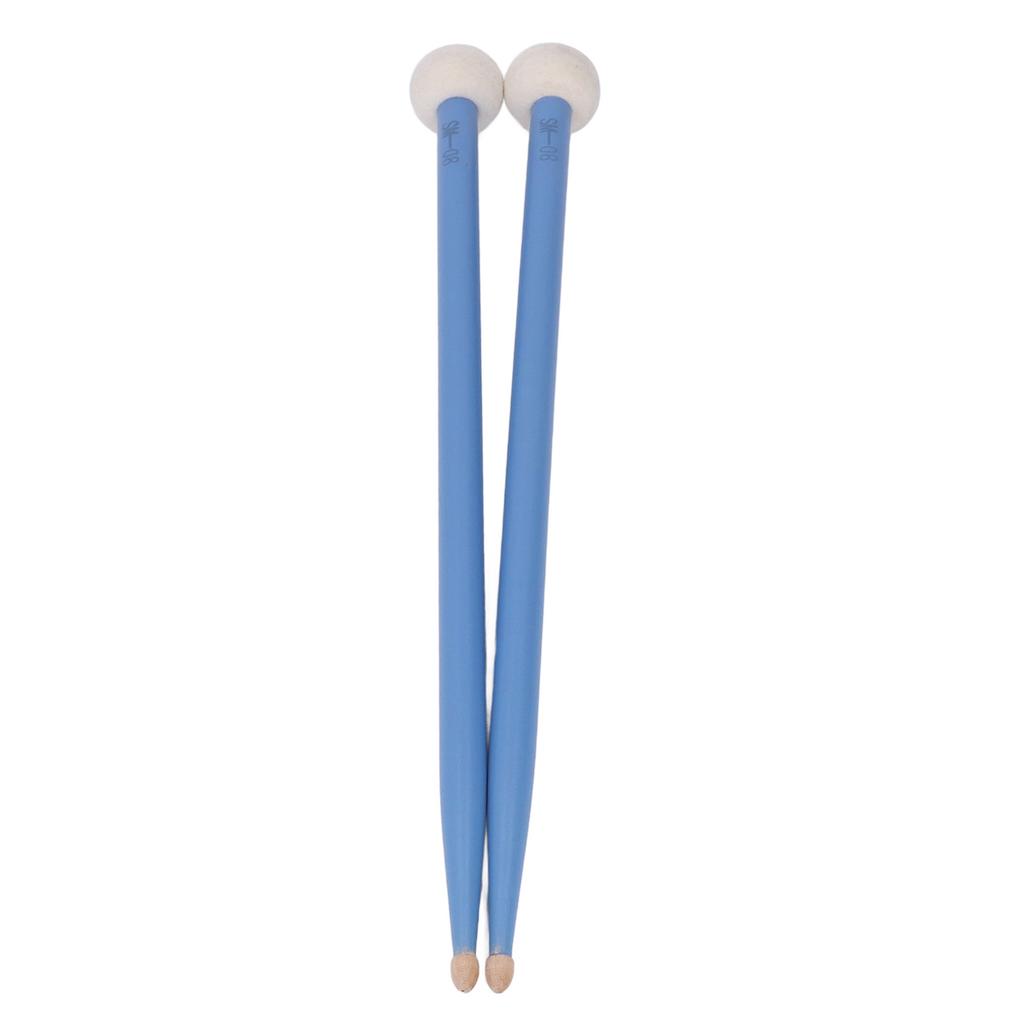 2Pcs Drum Mallet Felt Head Wooden Handle Non Slip Instrument Accessory Set Kit for Playing Blue