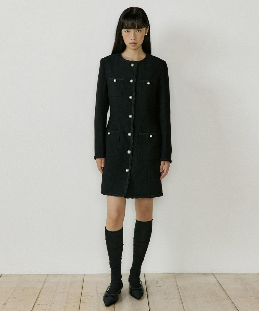 LUCIR ZU Tweed Jacket One-Piece (Black)
