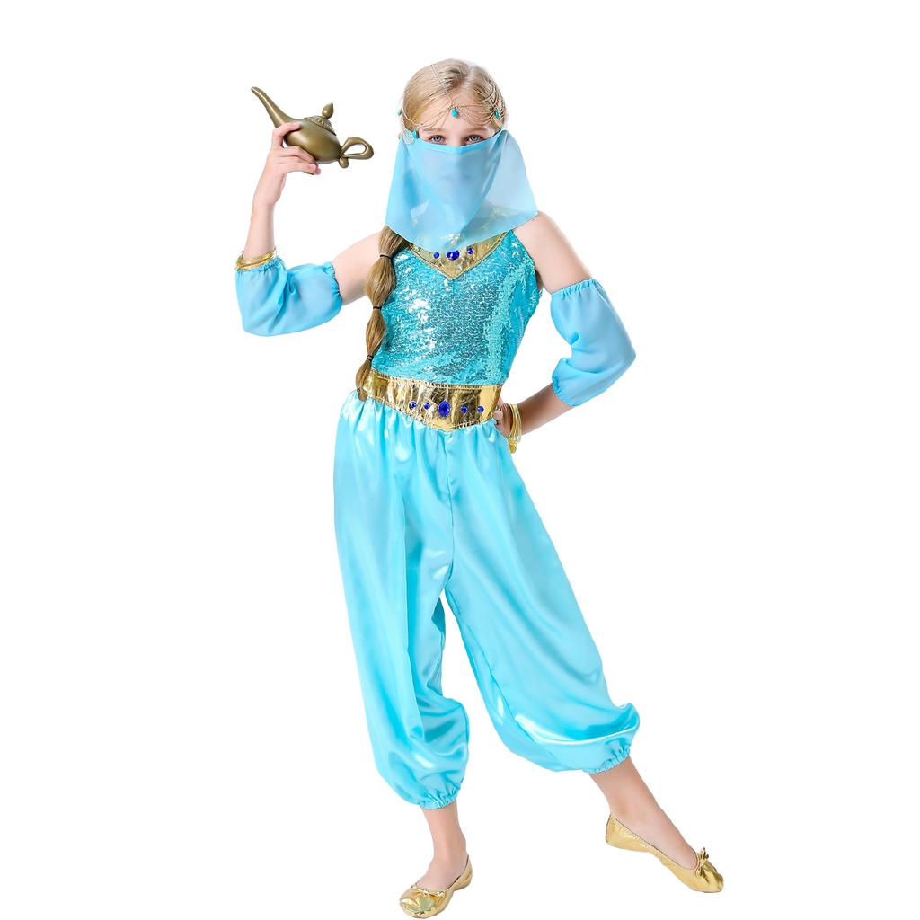 S-XL children's day boys search banner magic lamp western region jasmine princess show costume halloween kindergarten girls