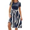 Summer Women's Dress New Round Neck Splicing Printed Short Sleeve Swing Dresses