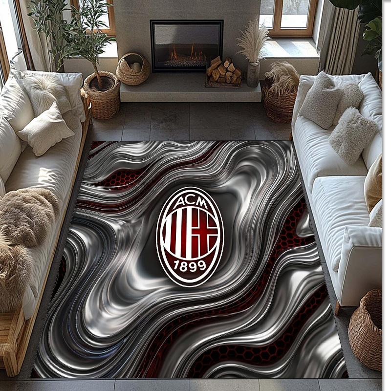 Фланелевый ковер с принтом AC Milan, нескользящий, мягкий, из полиэстера, для пола, декоративный коврик для спальни, гостиной, дивана, игровой комнаты, домашний декор