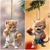 Cute Boxing Kitten Series, Acrylic Flat 2D Hanging Ornaments, Suitable for Car and Home Decoration, Key Backpack Pendant Birthday Gift