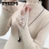 Faux Mink Fleece Turtleneck Sweater Women Fashion Lace Patchwork Pullover Stretch Skinny Knit Bottoming Shirt