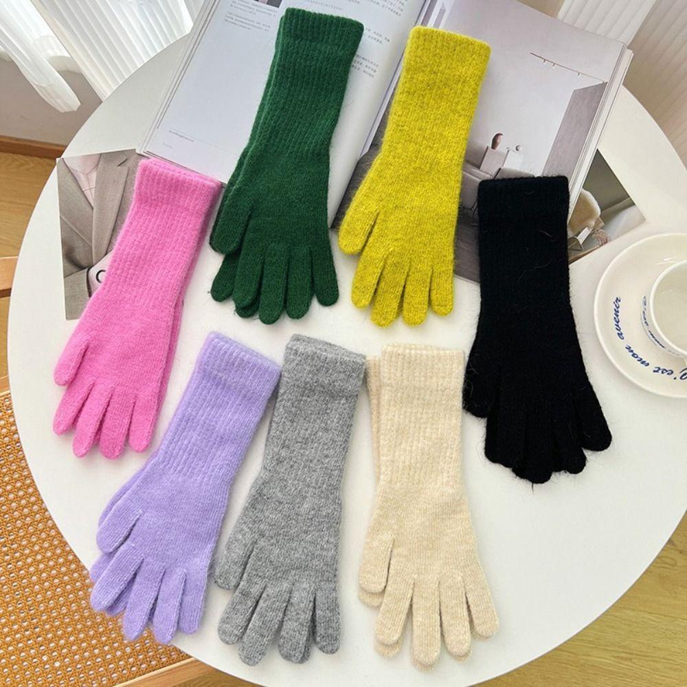 Full Fingers Long Wrist Gloves Rabbit Wool Winter Mittens Fashion Woolen Gloves Autumn Winter