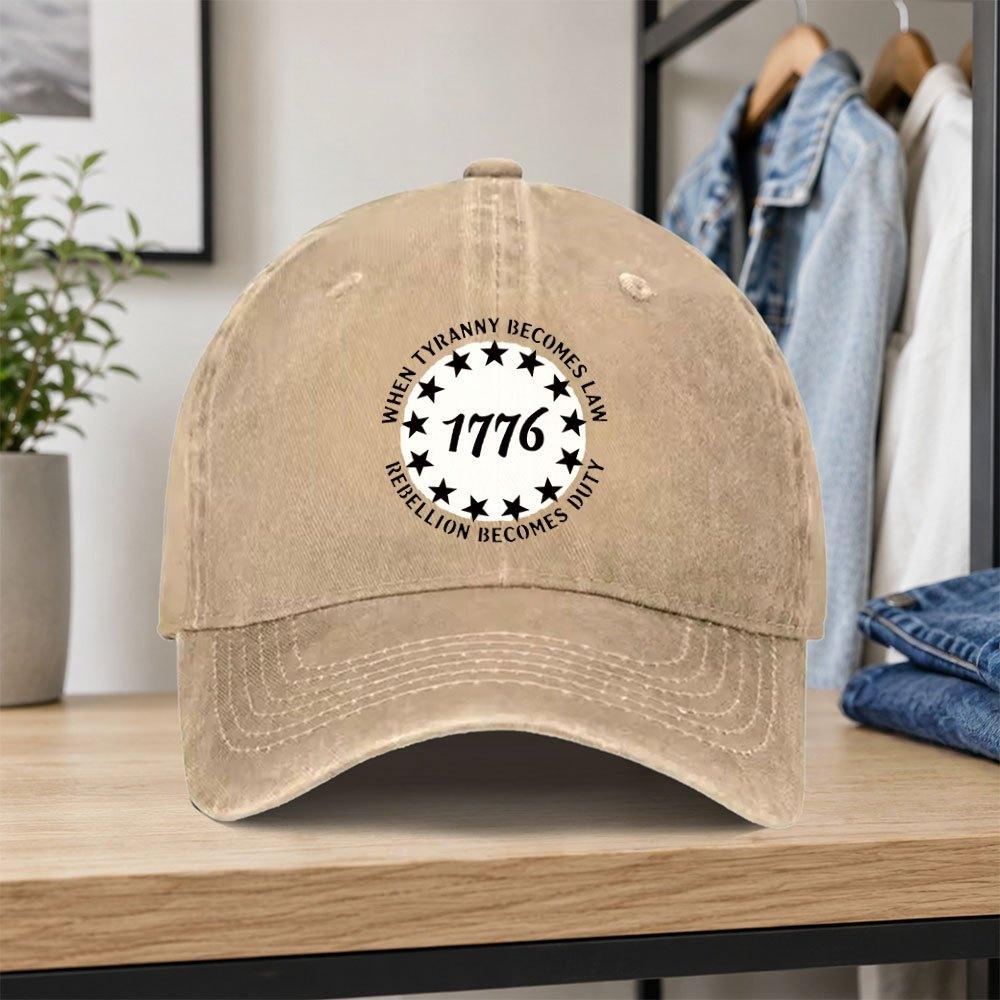 1pc Vintage 1776 Slogan Washed Baseball Cap Classic Casual Unisex Allseason Dad Hat Adjustable Size Suitable For Outdoor Spo