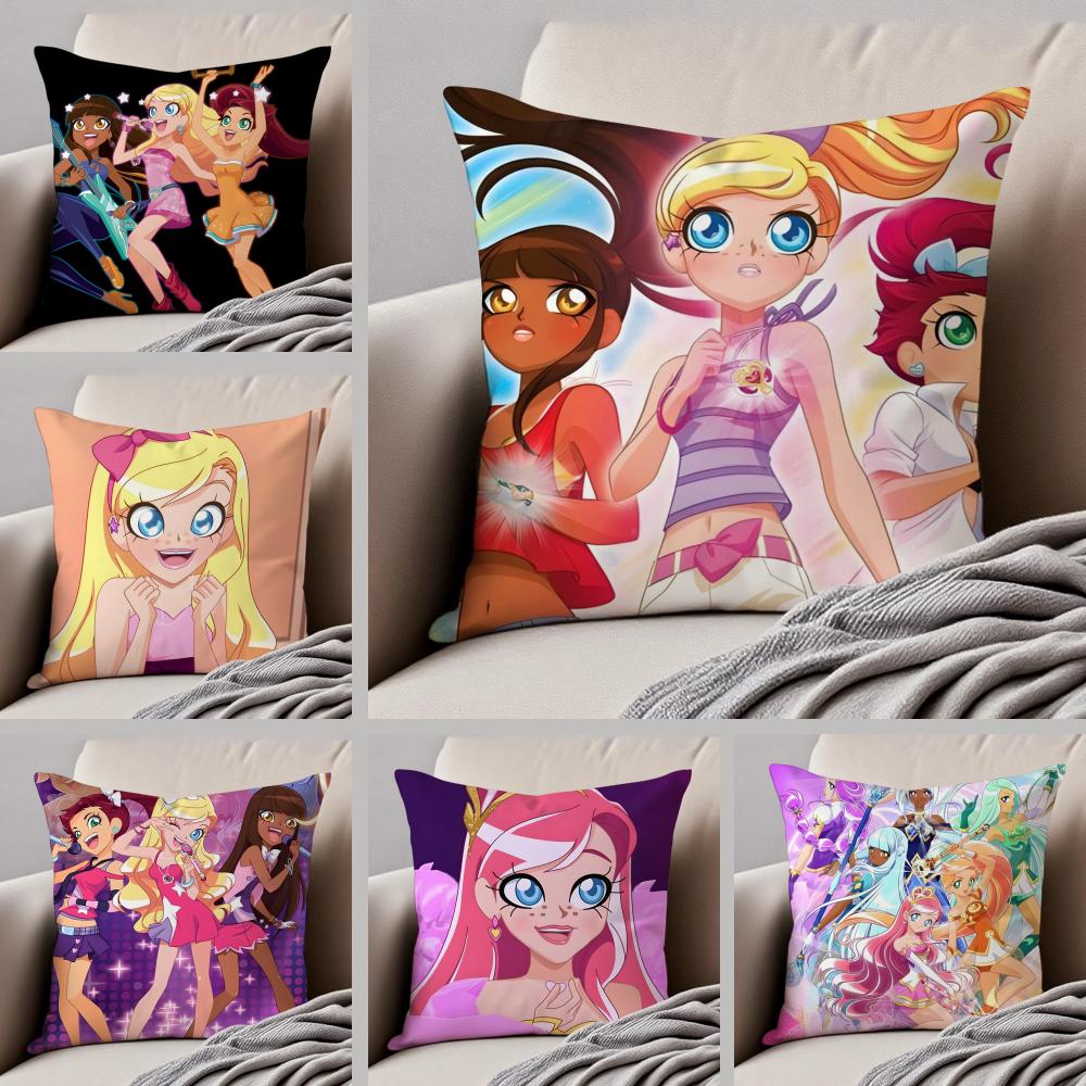 Magical Musical French Anime LLoliRock Cushion Cover Throw Pillow Cover Hidden Button Durable Polyester Chair Cushion