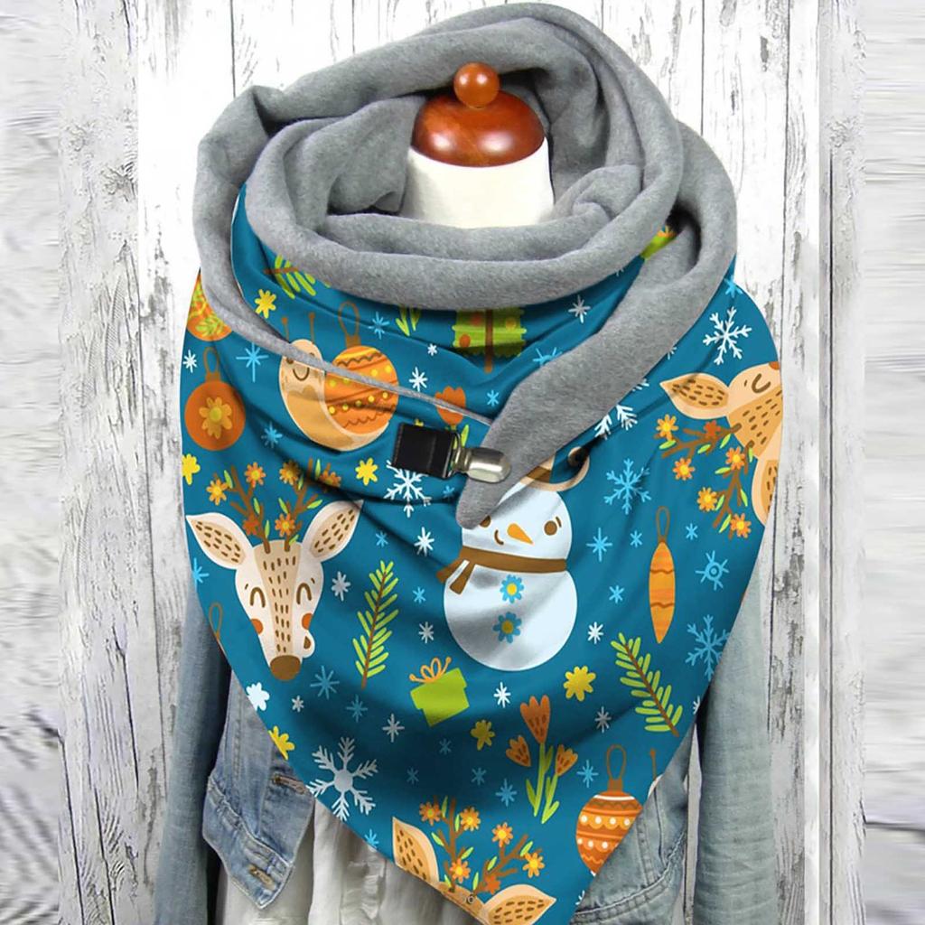 Women Christmas Printed Vintage Printing Scarf Fashion Multi-Purpose Shawl Scarf