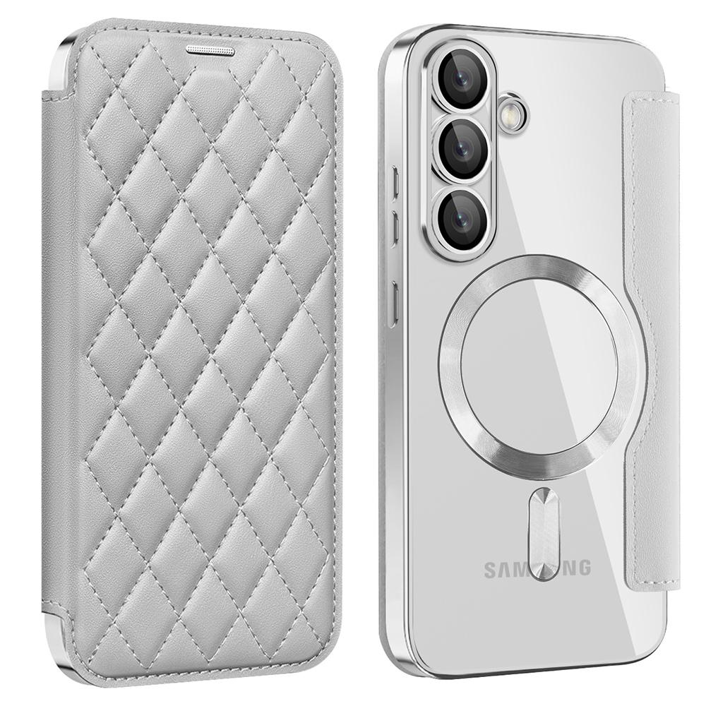 Чехол для Samsung Galaxy S25, совместимый с чехлом для телефона MagSafe Rhombus из искусственной кожи