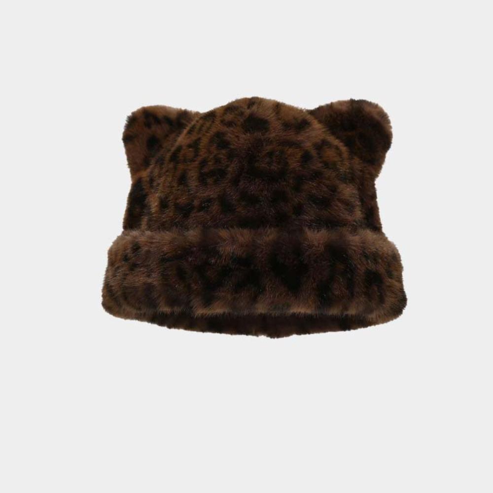Korean Style Plush Bear Hat Imitation Mink Fur Brimless Beanie Cap Versatile Pullover Cap Winter