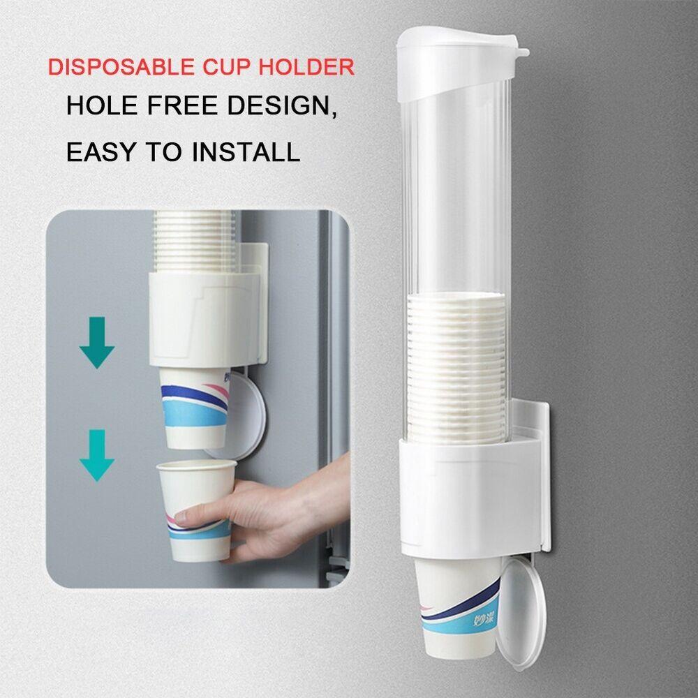 White Black Dust-proof No Punching Wall Mounted Cup Rack Paper Cups Dispenser Cup Holder
