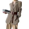 Blazer Women's Short Autumn and Winter New Temperament Versatile Plaid Woolen Coat Women