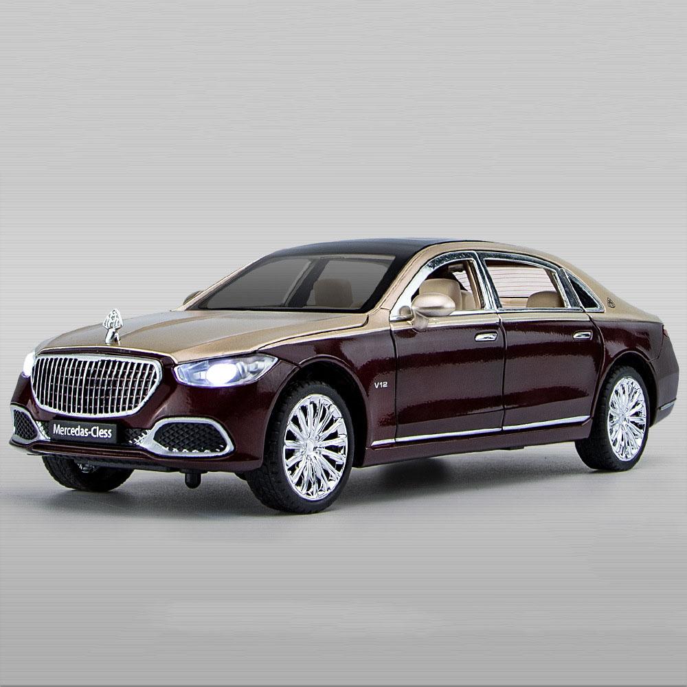 1:24 Maybach S680 Gle350 Игрушки Машинки Литой Сплав Модель Звук Свет Откат Открывающиеся Двери Переднее Колесо Рулевое Управление Транспортные Средства Детский Подарок