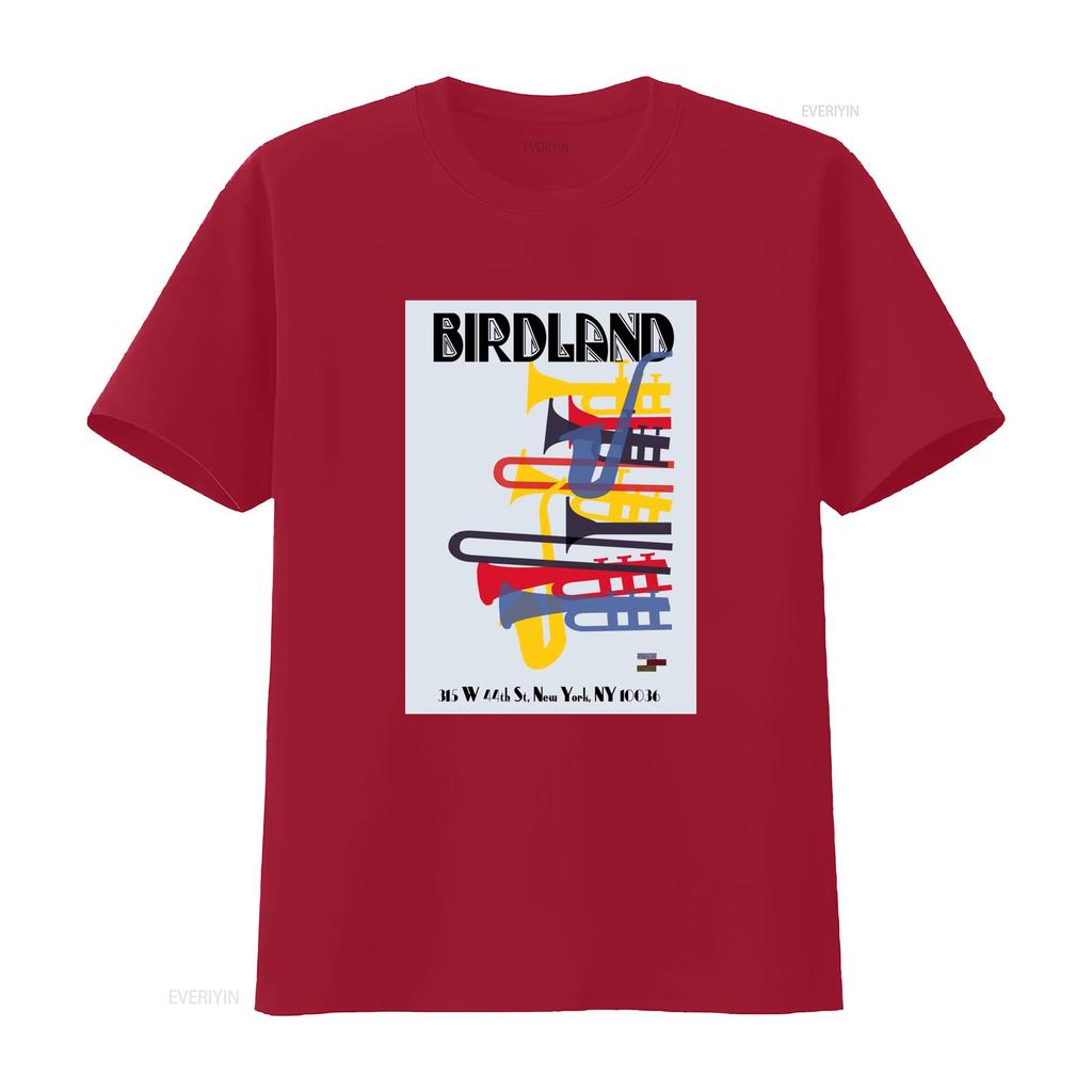 Birdland 1949 Poster Theater Bird Cotton T Shirt Jazz Music Live Coltrane Design New York Inspired Retro Style vintage Washed