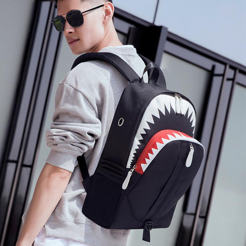 Светящийся в темноте рюкзак Мужской рюкзак с большеротой акулой Студенческий рюкзак Индивидуальность