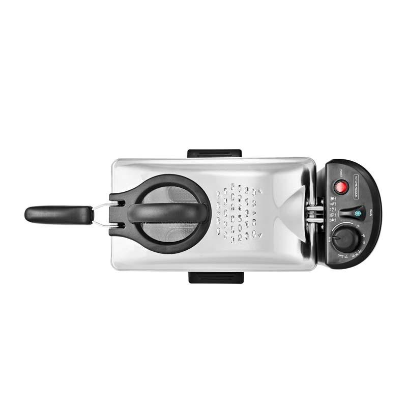 KitchenCook Фритюрница 3л Нержавеющая сталь Полупрофессиональная - 2100Вт - Крышка с окошком - Компактное хранение - Нескользящие ножки