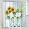 Tropical Watercolor Shower Curtain with Hooks, Palm Tree & Sunset Bath Curtain, Waterproof Polyester Fabric for Bathroom Decoe