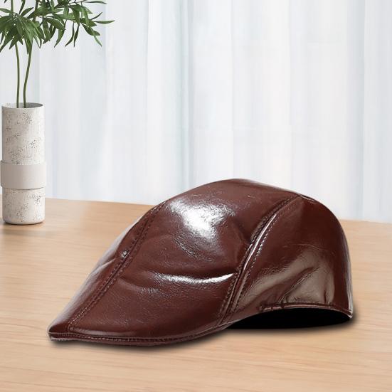 Мужская шляпа в винтажном стиле, однотонная, гладкая, из искусственной кожи, современная шляпа, берет для мужчин среднего возраста, для холодной погоды, для походов, путешествий, английская кепка для газетчика